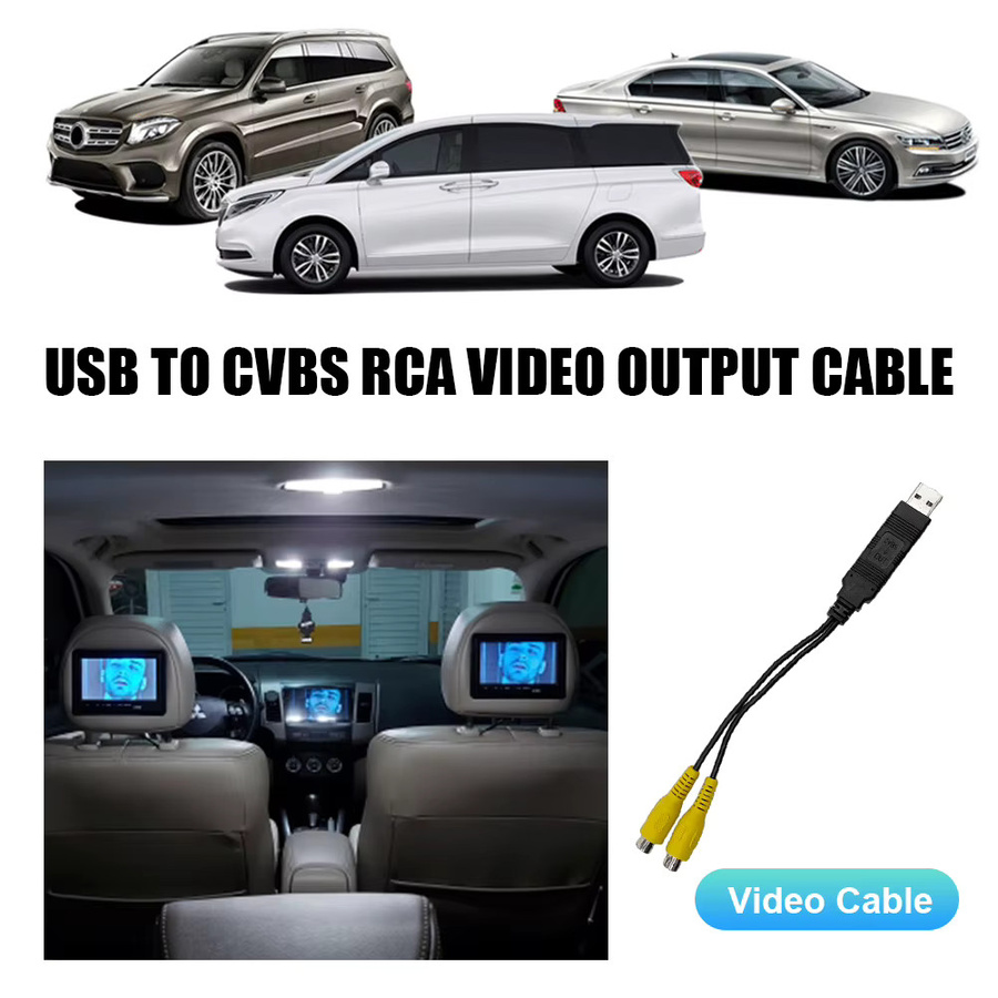 USB zu CVBS Video Ausgang Adapter mit 2 CVBS Ausgängen, Schwarz, USB zu AV Kabel für Android Multimedia Player und Autoradio Zubehör - Bild 2