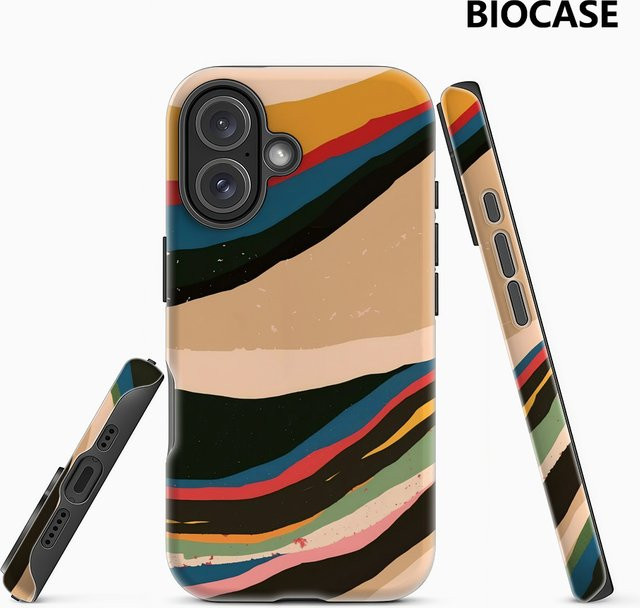 Bunte Wellen Handyhülle für Apple iPhone 11 bis iPhone 17 Pro Max Plus mit doppelschichtiger Rückseite in Multicolour - Bild 1