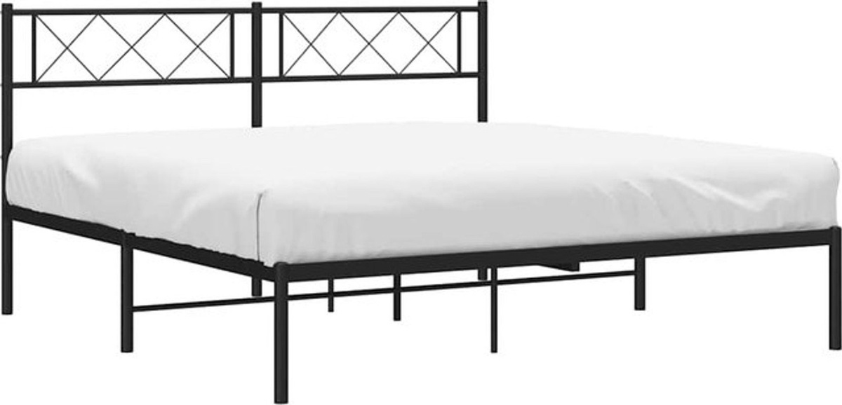 Vidaxl Metallbett im Industrial Design mit Kopfteil, Schwarz, B: 160 cm, L: 200 cm - Bild 1