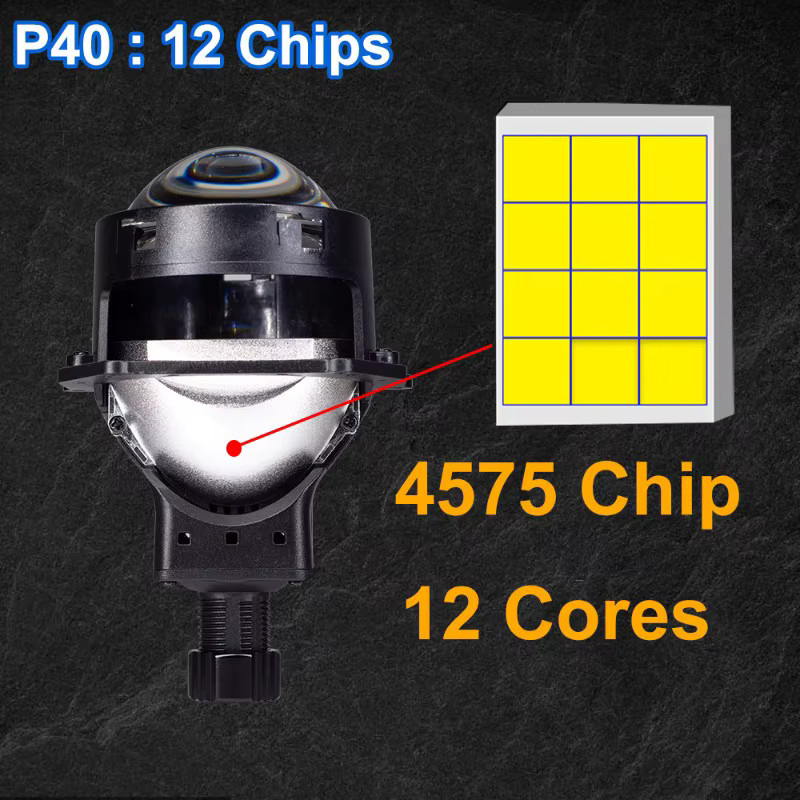 Veclumin P40 Bifokallinse 3 Zoll Hochleistungs-Auto-LED-Scheinwerfer in Schwarz, 70 W, H4 H11, 6000 K - Bild 2