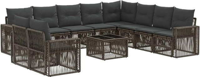 vidaXL Gartensofa-Set 11-tlg. aus Poly-Rattan in Grau und Anthrazit mit Polstern und Couchtisch - Bild 1