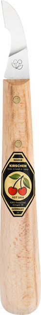 Kirschen Kerbschnitzmesser mit Leder-Schneidenschutz und kurzer schräger Schneide 3351100 - Bild 1