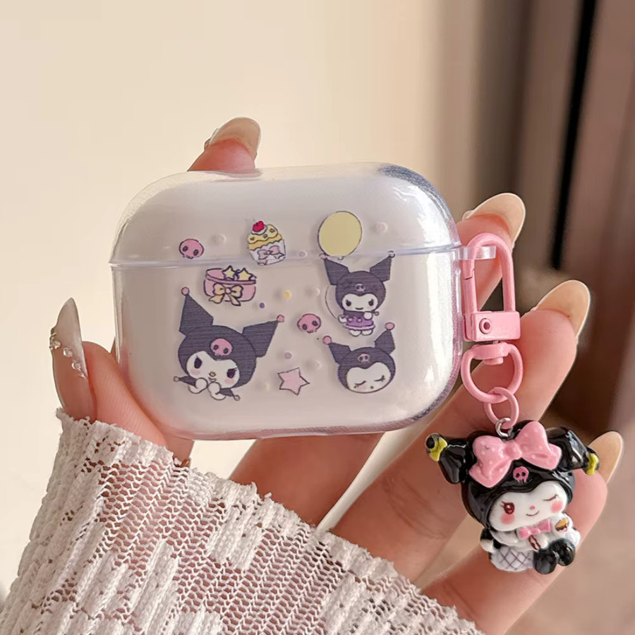 Sanrio Kuromi und Hello Kitty Schutzhülle für AirPods 1/2/3/4 und Pro 2/3 inklusive Anhänger - Bild 2