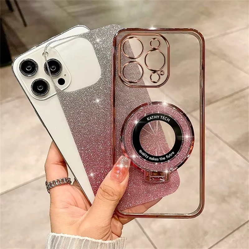 Luxuriöse Glitzer Handyhülle mit Magnetring-Ständer für Samsung Galaxy S26 S25 S24 S23 Ultra Plus FE A57 A37 A27 A17 A07 A56 A36 A26 A16 A06 in Blau oder Pink - Bild 2