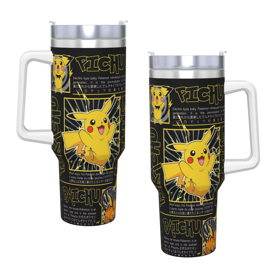 Potdemiel Pokemon Pikachu Edelstahl-Thermobecher in Gelb, auslaufsicherer Reisebecher für heiße Getränke mit 23,7 ml Volumen - Bild 2