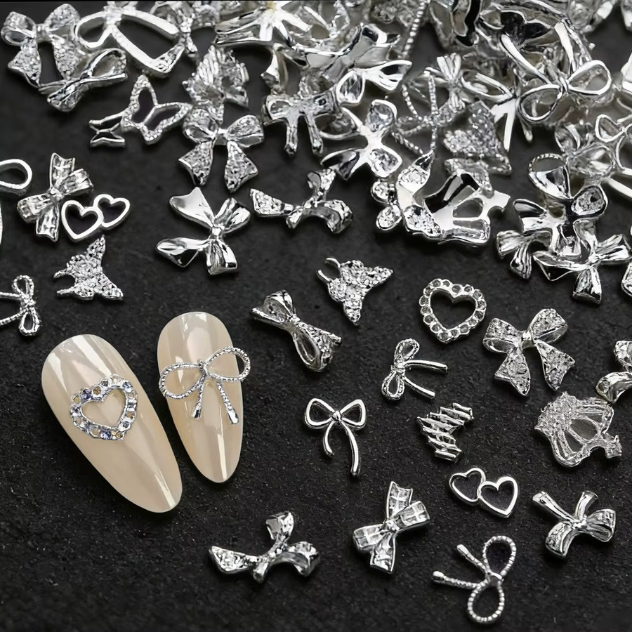 HotPress Nagel Charms, Silber, Metallic, Bowknot - Bild 3