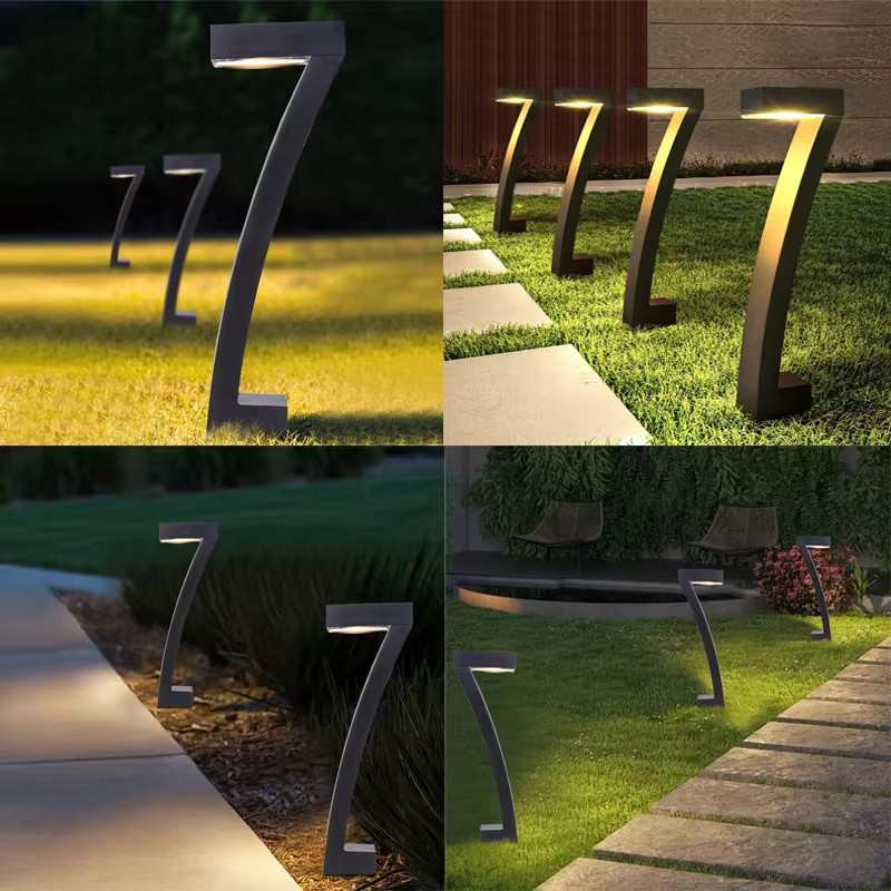 LINYILIGHT Solarbetriebene LED Außenbeleuchtung in Schwarz mit warmweißem Licht für Garten, Terrasse und Gehweg - Bild 5