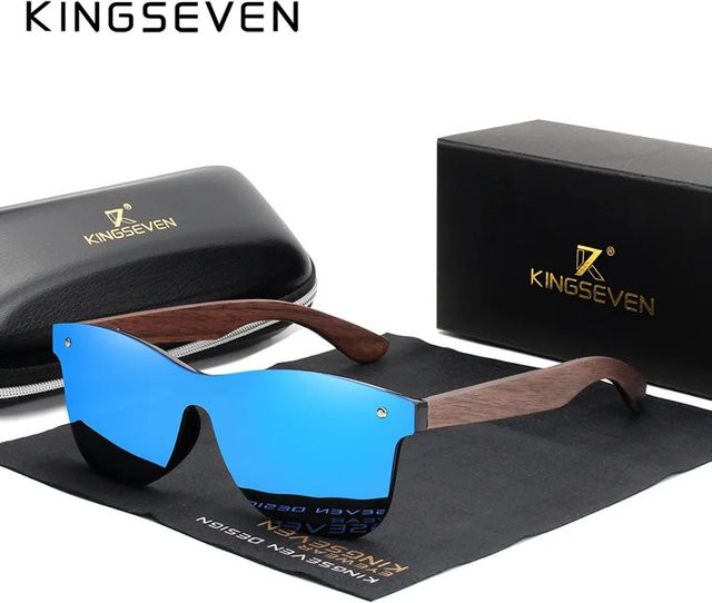 Kings even Sonnenbrille, Holz, Vollrand, braun, Unisex, polarisiert - Bild 1