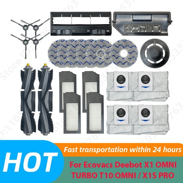 Ecovacs Deebot X1 OMNI, TURBO T10 OMNI und X1S PRO Zubehör-Set mit Staubbehälter, Hauptbürste, Seitenbürste, Filter, Wischmopp und Staubbeuteln - Bild 1