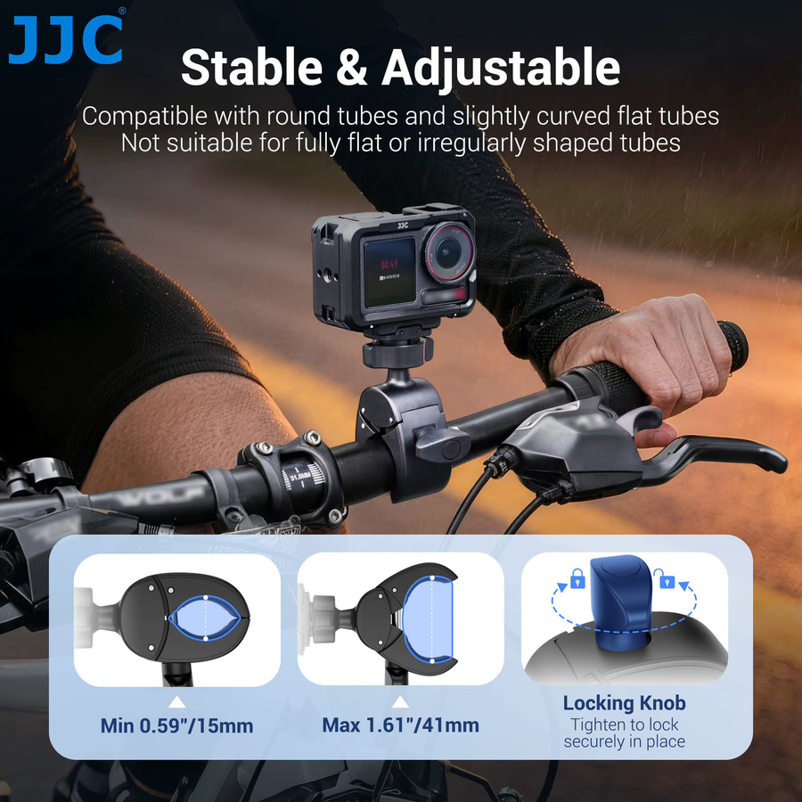 JJC Lenkerhalterung für DJI Osmo Action 6 5 Pro 4 3 Action Camera Motorrad-Klemmhalterung mit magnetischem Schnellverschlussadapter in Schwarz - Bild 3