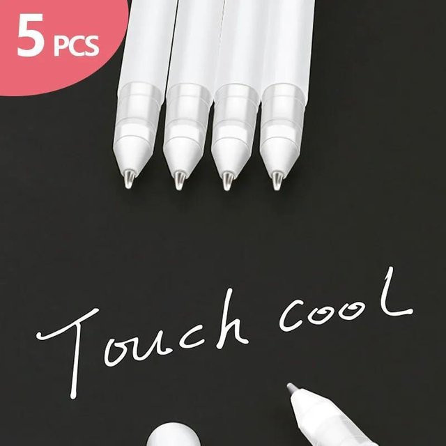 5er Pack Gelly Roll Gel Stifte mit weißer Tinte, 0,8 mm Spitze, Highlighter Marker für Kunst, Zeichnung und Journaling - Bild 1