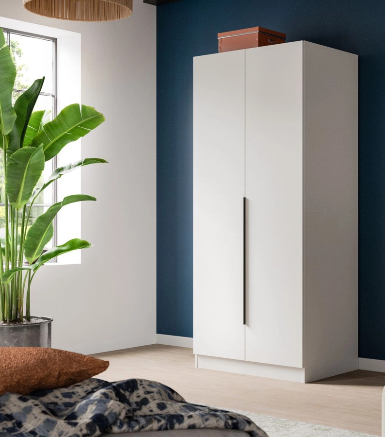 Kleiderschrank Swan 2-türig in Weiß, modern und matt, B/H: 80 x 181 cm - Bild 6