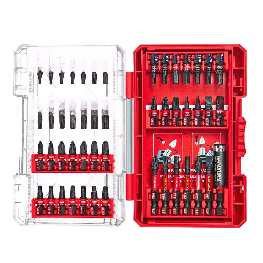 Geinxurn 49-teiliges Schlagschrauber-Bit-Set aus S2-Stahl in Rot mit robustem Koffer und Bithalter - Bild 5