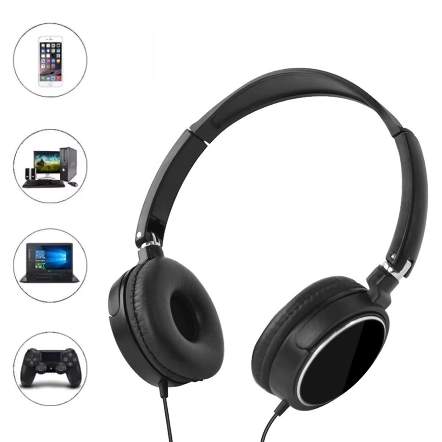 Ockkic Bass-Stereo-Kopfhörer mit Kabel, faltbar und verstellbar, mit 3,5 mm Jack und USB-C, Schwarz - Bild 6