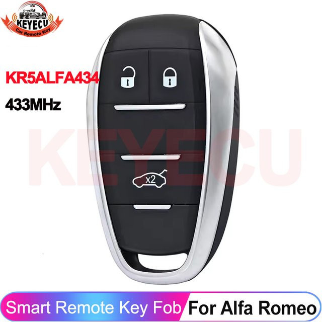 Alfa Romeo Keyless Fernbedienung Schlüssel Fob mit 433 MHz 4A Chip für Giulia und Stelvio, Schwarz - Bild 1