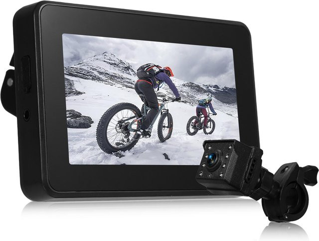 Lixada Fahrrad-Rückfahrkamera mit 4,3-Zoll-Monitor und Lenker-Fahrradspiegel, 1080P Auflösung, 8 LEDs für Nachtsicht, 150 Grad Sichtfeld, Schwarz - Bild 1
