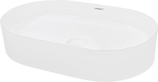 LuxeBath Aufsatzwaschbecken Oval aus Keramik in Weiß ohne Überlauf B: 60,5 cm, T: 38,0 cm, H: 12,5 cm - Bild 1