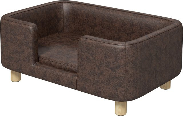 PawHut Hundesofa und Katzenbett mit weichem Rand und massiven Holzbeinen aus Mikrofaser in Schokolade, B/T/H: 74 x 48,5 x 31 cm, Marke Aosom - Bild 1