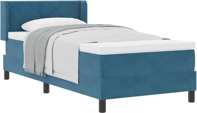 vidaXL Boxspringbett mit Matratze Dunkelblau B/T/H: 100 x 200 x 40 cm - Bild 1