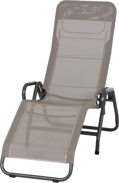 Siena Garden Kippliege Bito in Anthrazit und Braun aus Stahlrohr mit Textilene, B/T/H: 72 x 139 x 118 cm - Bild 1