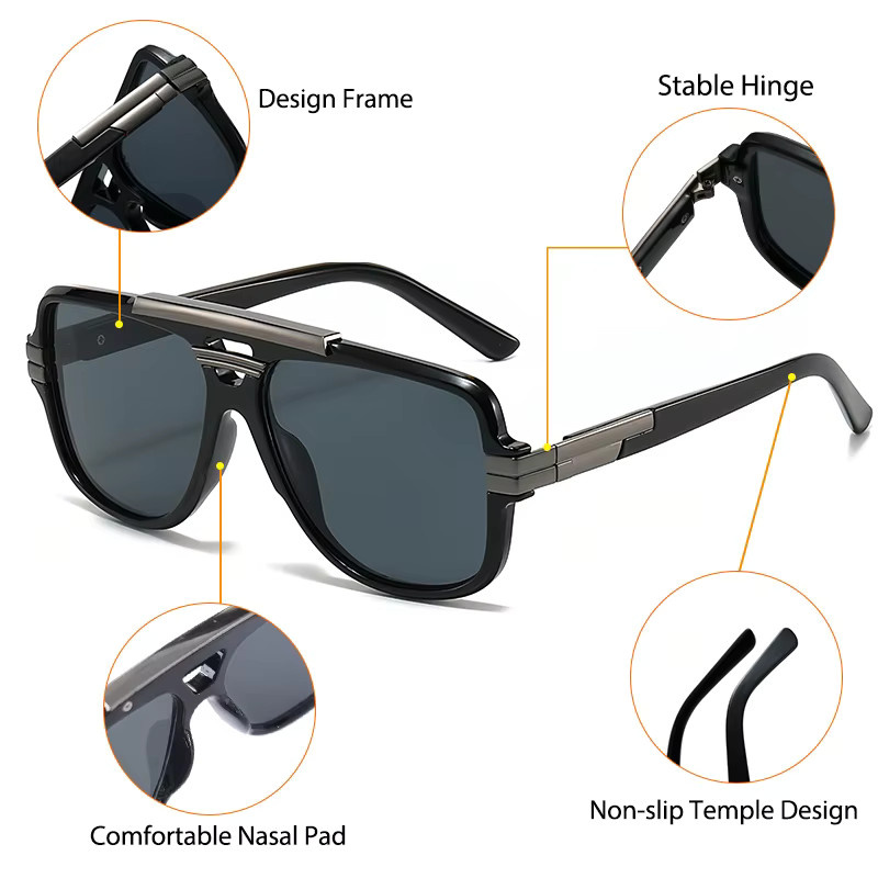 CATERSIDE Sonnenbrille, quadratisch, Vollrand, schwarz, Unisex - Bild 4