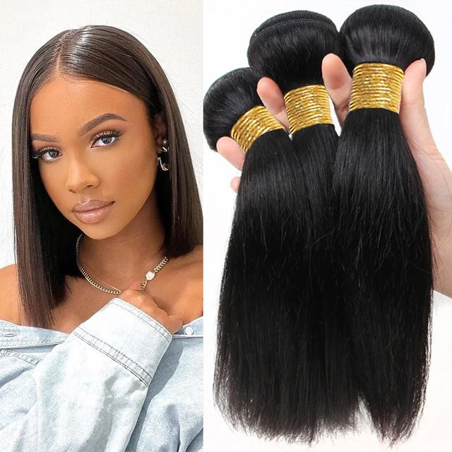 FUGANGXIU Haar Extensions, Indisches Haar, Gerade, Schwarz, Damen - Bild 1