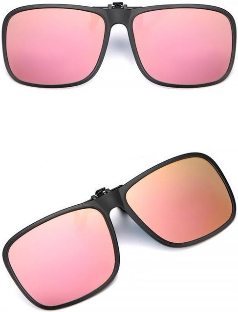 XYNN Sonnenbrille Clip-On, Rechteck, Vollrand, Kunststoff, Pink, Herren - Bild 1