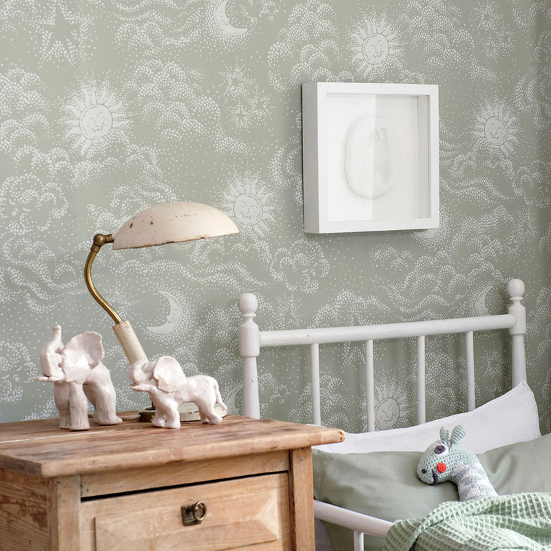 Littlephant Tapete Happy Cloud in Sage Green für das Kinderzimmer aus Vlies - Bild 2