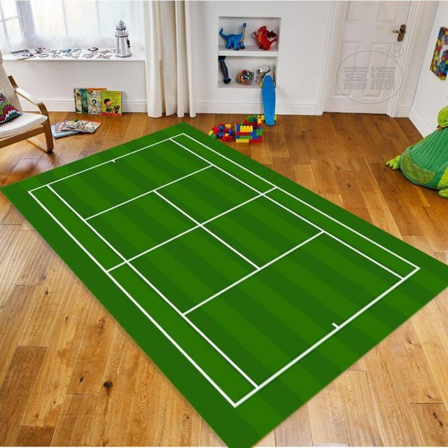 ZbrThree Rutschfester Teppich mit Tennisplatz-Muster in Mehrfarbig, B/B: 60 x 40 cm - Bild 1
