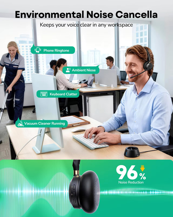 Acer Kabelloses In-Ear Headset mit Bluetooth 5.3 und USB 2.4G Dongle, AI ENC Geräuschunterdrückung, Schwarz mit Ladestation - Bild 2