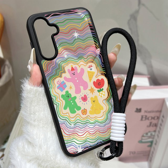 Transparente Handyhülle mit Cartoon Regenbogen Bär für Samsung Galaxy S25 S24 S23 S26 Ultra FE A56 A55 A54 A36 A35 A26 A17 A16 A07 5G Android - Bild 1