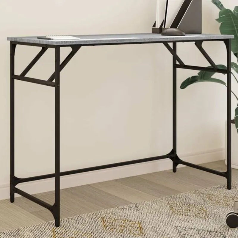 Vidaxl Schreibtisch im Industrial Design aus Holzwerkstoff und Stahl, Grau, B/T/H: 100 x 45 x 76 cm - Bild 1