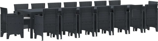 vidaXL 17-teiliges Garten-Essset aus Poly-Rattan mit Kissen in Anthrazit - Bild 1