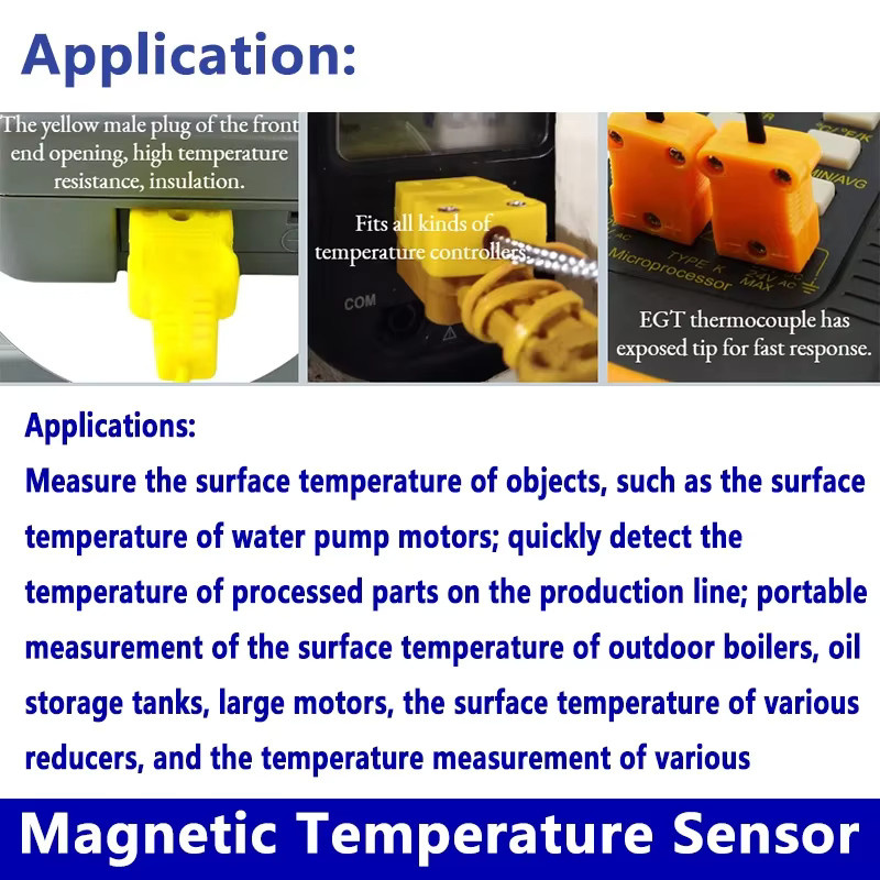 BMAD K-Typ Thermoelement-Temperatursensor mit starker magnetischer Adsorption und abgeschirmtem Edelstahlkabel, 0–450 Grad, Silber - Bild 3