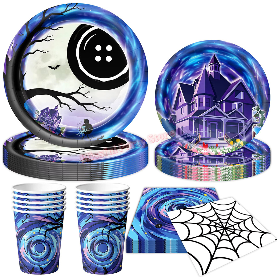 C&Coralined Partyzubehör Set mit Papptellern, Bechern, Bannern und Ballons für Geburtstage, Babypartys oder Halloween - Bild 2