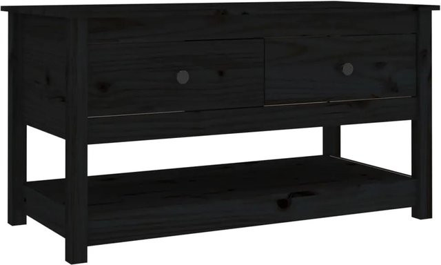 vidaXL Couchtisch aus massivem Kiefernholz in Schwarz, rechteckig, B/T/H: 102 x 49 x 55 cm - Bild 1