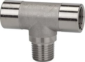 Riegler T-Stück aus Edelstahl 1.4404 in Silber, Anschluss G/R 1/8, innen/außen/innen - Bild 1