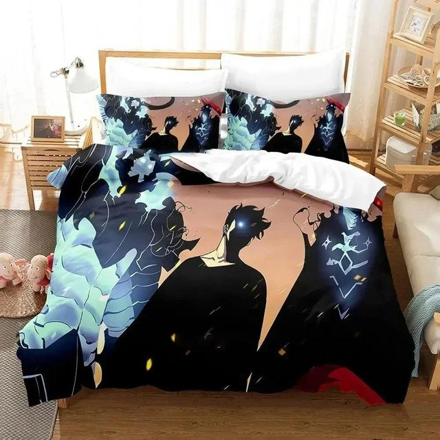 Bettwäsche Set Solo Leveling Anime Design von Binchi Fitness mit Bettbezug und Kissenbezug, Mehrfarbig, Breite: 70 cm, Länge: 133 cm - Bild 1