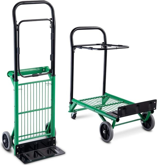 GOFLAME Stapelwagen mit Ladefläche in Grün, höhenverstellbar und zusammenklappbar, bis 90 kg Belastbarkeit, B/T/H: 75,0 x 63,0 cm - Bild 1