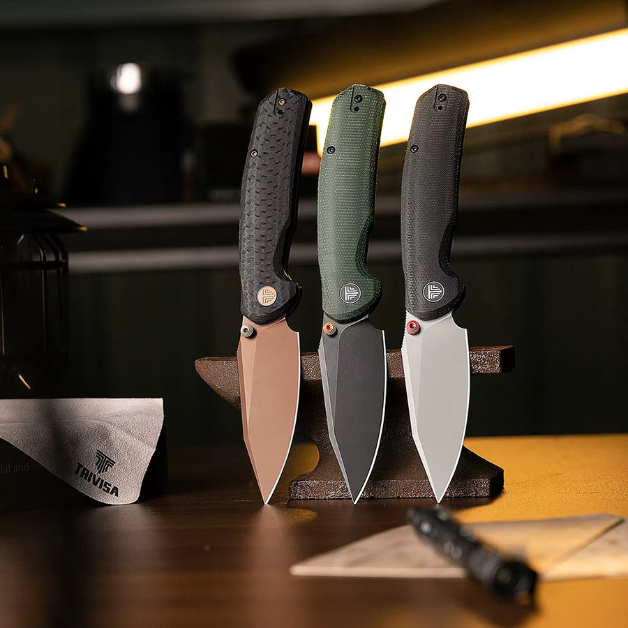 TRIVISA Hornet Pro-CG Klappmesser für Herren mit 14C28N-Stahlklinge und schwarzem G10-Griff für Outdoor, Camping und Angeln - Bild 5