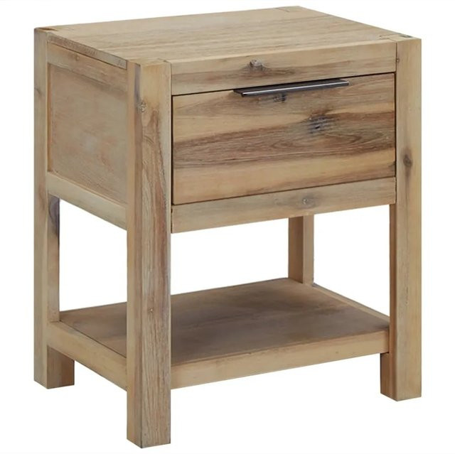 vidaXL Nachttische Set aus Akazien-Massivholz mit Schubladen, Braun, B/T/H: 40 x 30 x 48 cm - Bild 1