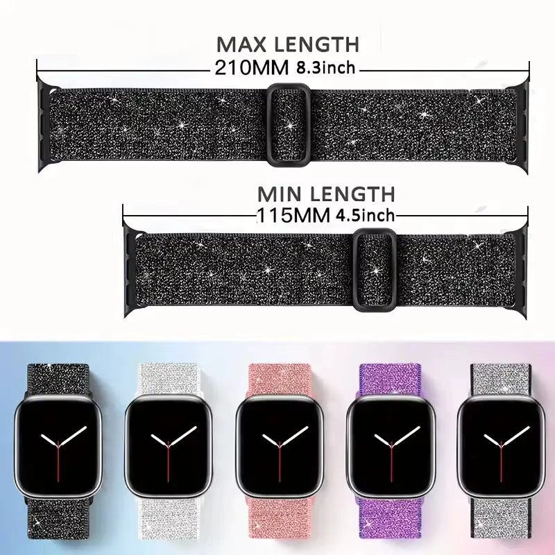 JBAILI Uhrenzubehör Band und Hülle für Apple Watch, Schwarz, Damen - Bild 2