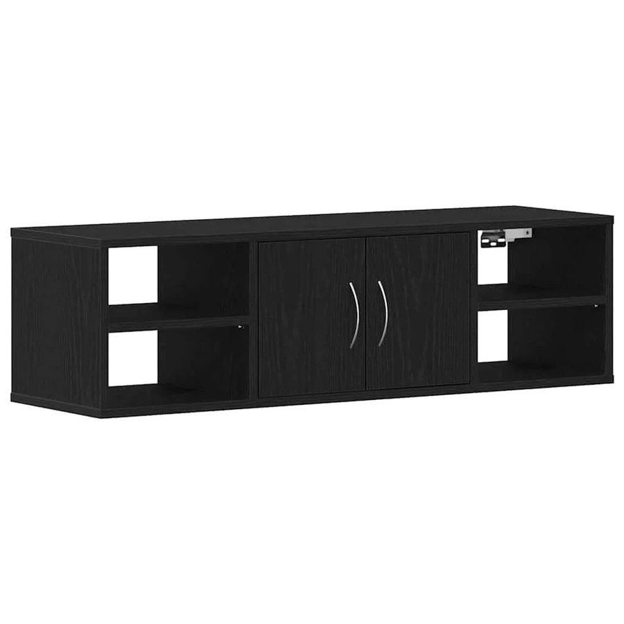 vidaXL Wandregal in Schwarz und Eichen-Optik aus Holzwerkstoff, B/T/H: 102 x 30 x 29 cm - Bild 2