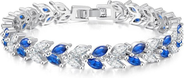 Armband Bangle, Weißgold, Blau, Klar, Zirkonia, Damen - Bild 1