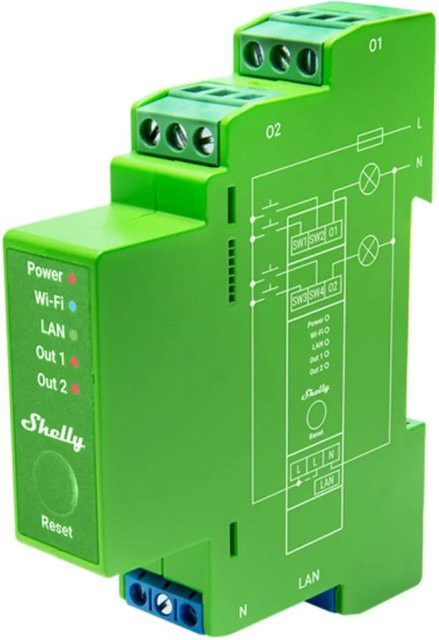 Shelly Zweikanal-Dimmer Pro 2PM WLAN Dimmer in Grün - Bild 1