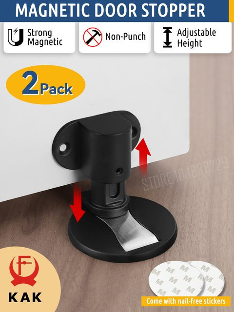 KAK 2er-Set Magnetische Türstopper Grau – Unsichtbarer Boden-Türstopper ohne Bohren zum Schutz von Wand und Tür - Bild 1