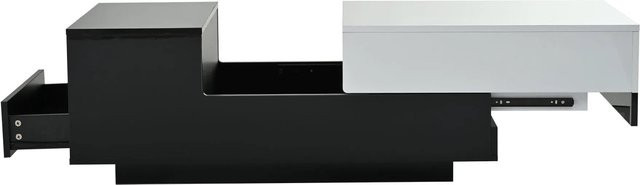okwish Couchtisch mit Schiebeplatte und Schublade in Schwarz und Weiß, B/T/H: 100 x 50 x 38 cm - Bild 1