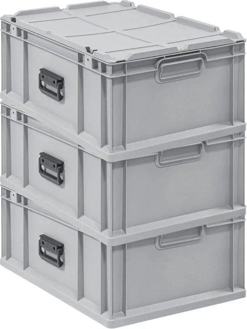 PROREGAL Spar Set 3x Eurobox Nextgen Portable Transportbehälter Grau H x B x T: 23,5 x 40 x 60 cm, 44 Liter - Bild 1