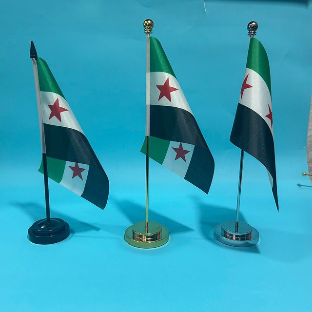 SKY FLAG Büro-Schreibtischflagge Syrien, Syrische Arabische Republik Banner, B/H: 14 x 21 cm, Mehrfarbig - Bild 1
