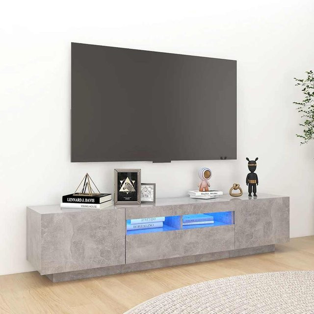 vidaXL TV-Schrank mit LED-Beleuchtung in Betongrau, modern, B/T/H: 180 x 35 x 40 cm - Bild 2